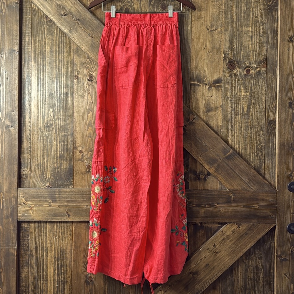 JOHNNY WAS Marisol Linen Wide Leg Cargo Pants - Picture 3 of 9